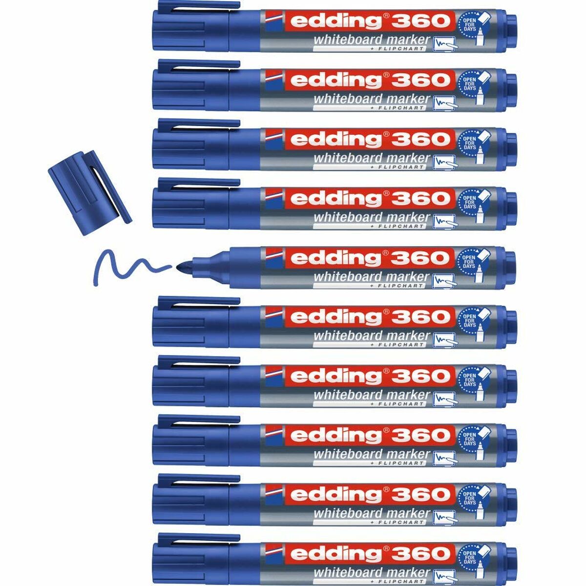 Marker za belo tablo Edding 360 Polnilen Modra (10 kosov)